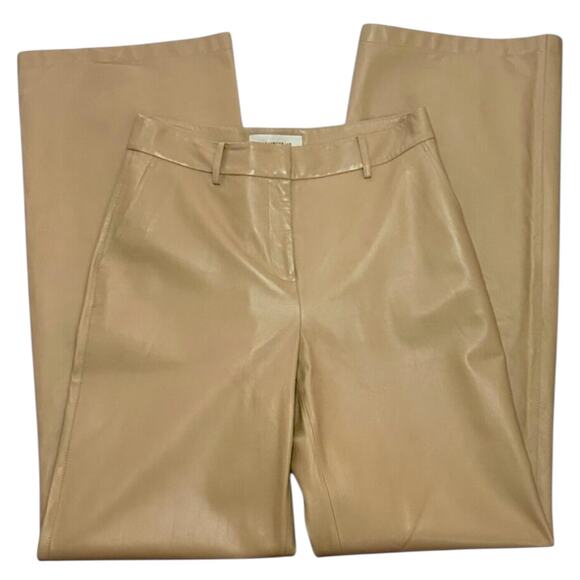 LAFAYETTE 148 100%Lamb Leather Wide Leg High Rise Leather Pants Trouser Brown 4 - Picture 3 of 11